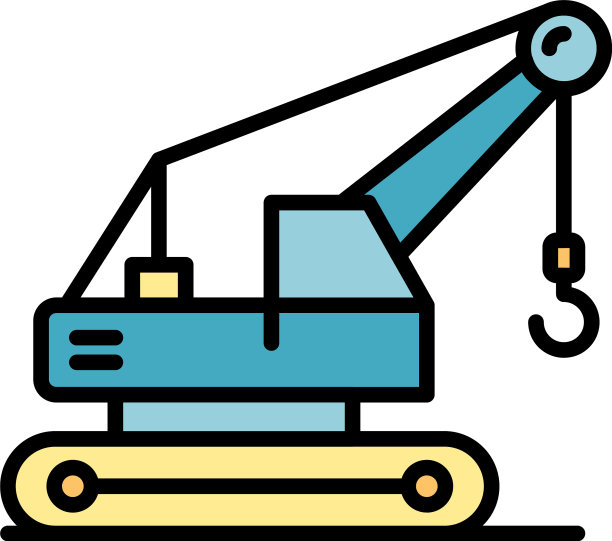 挖掘机吊车图标颜色轮廓图片下载