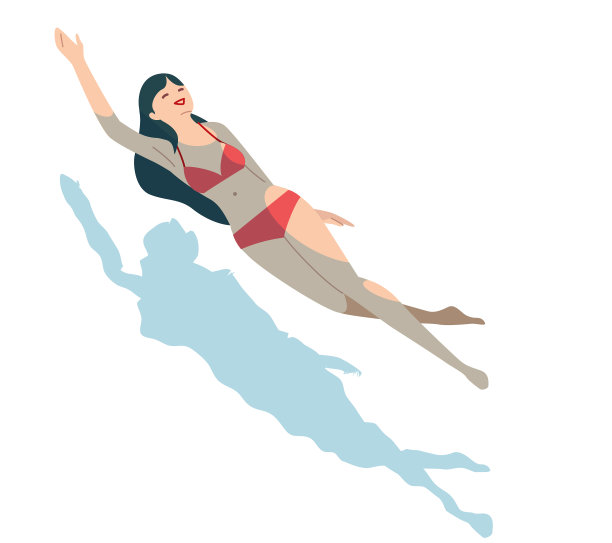 仰泳的女孩漂浮在半空中图片下载