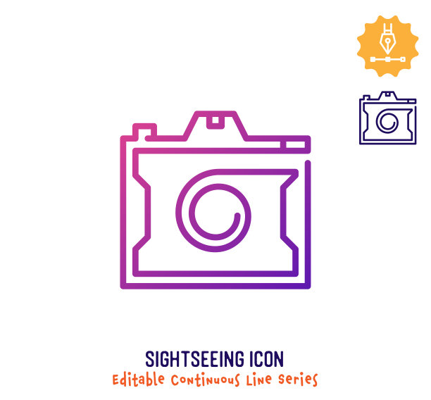 观光图片连续线编辑图标图片下载