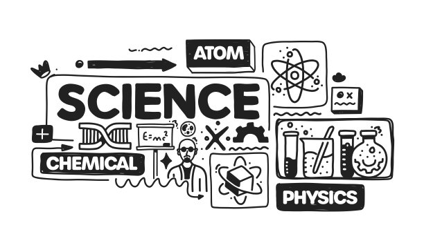科学对象和元素。矢量涂鸦插图收集。手绘图标集或横幅模板图片下载