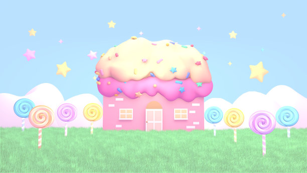 甜甜的糖果屋和棒棒糖图片下载