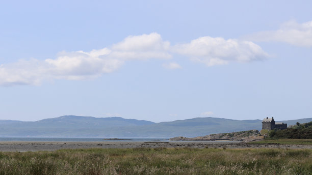 退潮时从苏格兰海滩眺望遥远的岛屿图片下载
