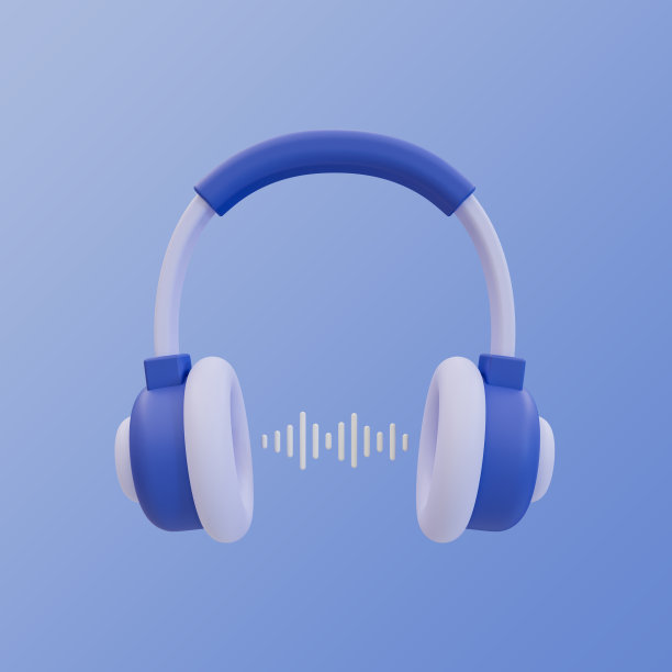 3d最小音乐聆听概念。无线声波耳机。3 d演示。图片下载