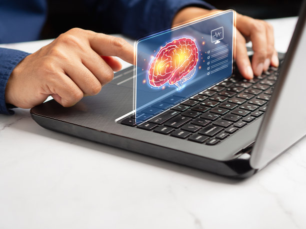 虚拟屏幕上的大脑数字图像。深度学习。机器学习和人工智能图片下载