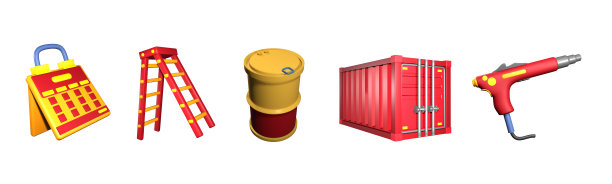 3D图标劳动节集合渲染孤立的白色背景图片下载