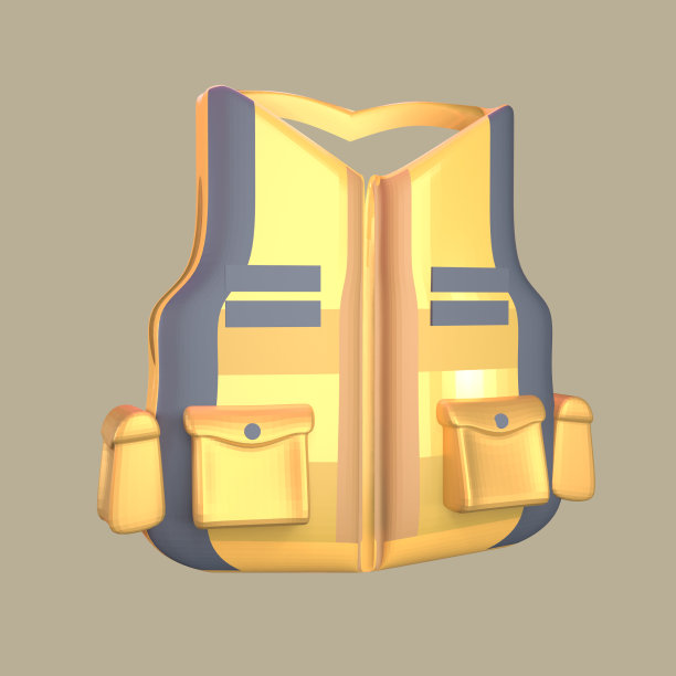 3D图标安全背心渲染孤立的彩色背景图片下载