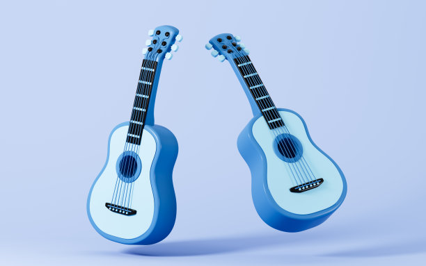 卡通吉他模型，3d渲染。图片下载