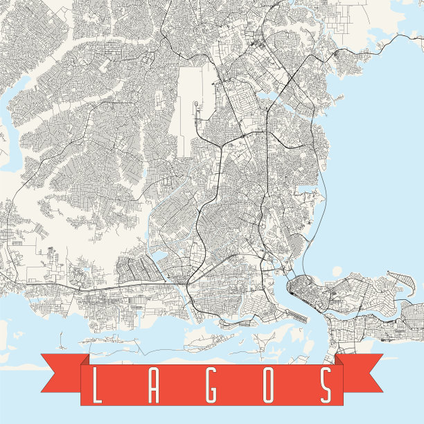 拉各斯，尼日利亚矢量地图图片下载