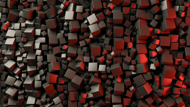 黑色几何形状与红色霓虹灯，抽象的背景图片下载