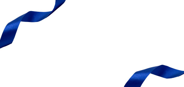 卷曲的皇家蓝丝带孤立的白色背景，为生日或庆祝概念图片下载