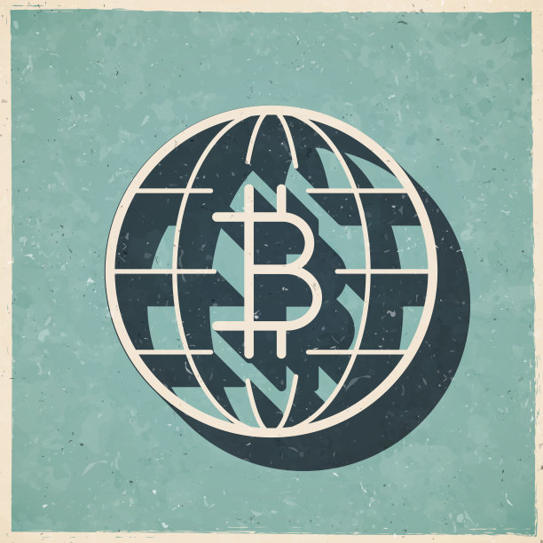 全球比特币。图标复古复古风格-旧纹理纸图片下载