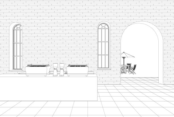 咖啡店的3D插图图片下载