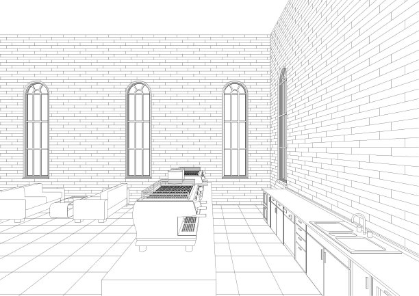 咖啡店的3D插图图片下载