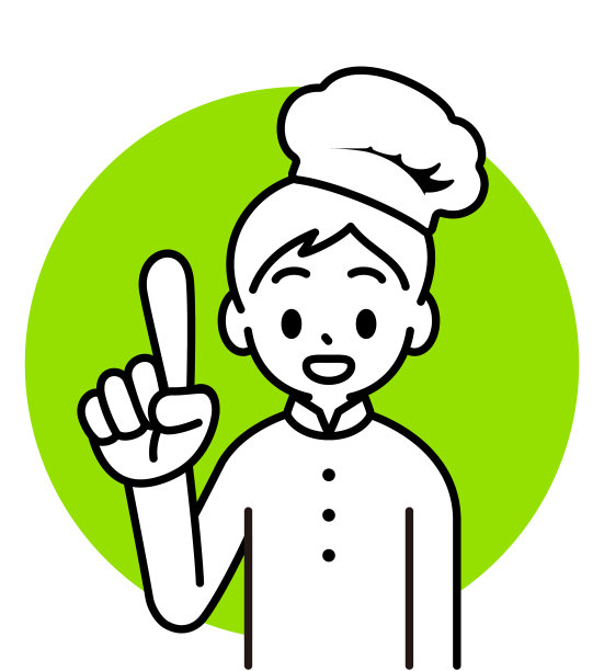 一个戴着厨师帽、穿着制服的男孩指着上面，看着观众解释道，极简风格，黑白轮廓图片下载