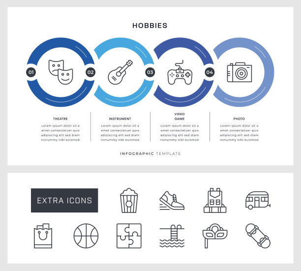 爱好信息图设计与线图标图片下载