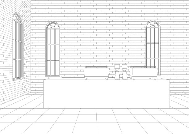 咖啡店的3D插图图片下载