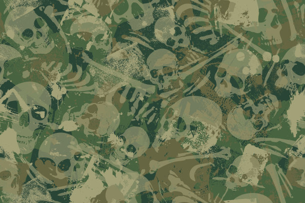 无缝伪装的头骨和骨头图案图片下载