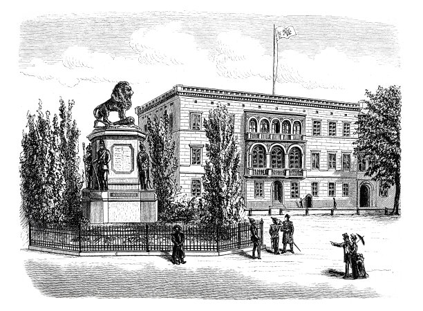 波兹南场景:Machod雕像和皇家指挥大楼图片下载