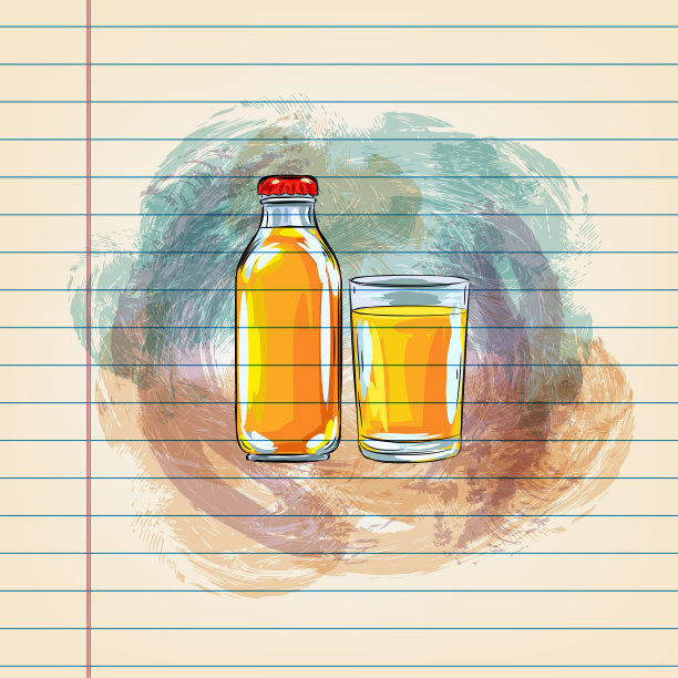 橙汁画在横格纸上图片下载