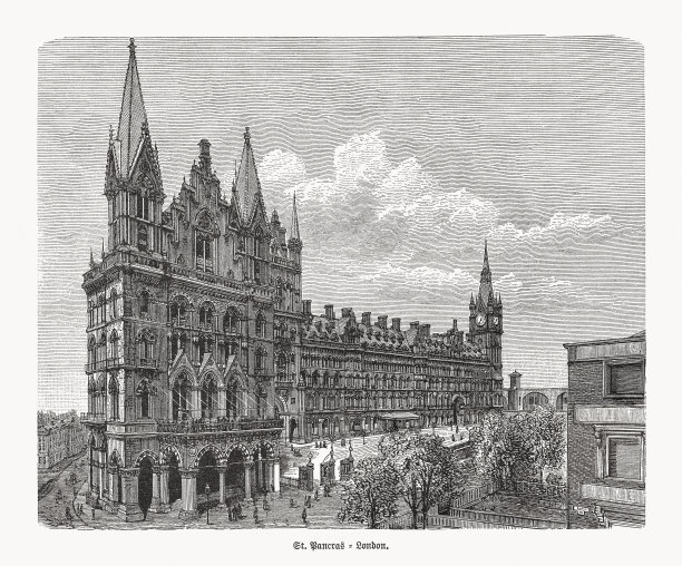 圣潘克拉斯火车站，英国伦敦，木版，1893年出版图片下载