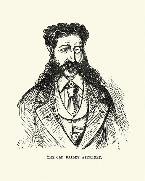 老贝利律师，十九世纪维多利亚时代，戴单片眼镜，留着小胡子图片下载