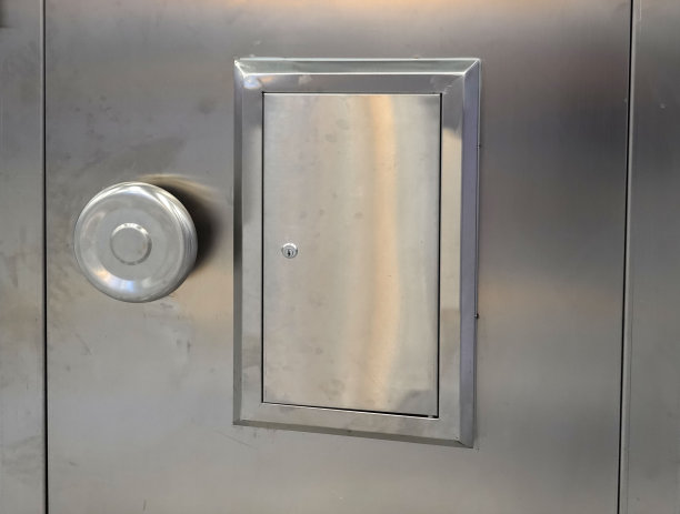 不锈钢门板背景和纹理。安全金属门。图片下载