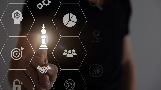 商业象棋策略思想概念3d渲染象棋与连接虚拟线连接未来技术的创意思路图片下载