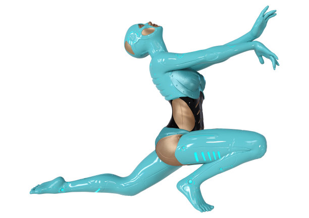 白色上的女性机器人3D渲染图片下载