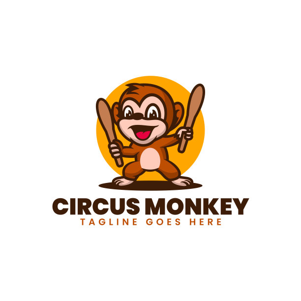 矢量插图马戏团猴子吉祥物卡通风格。图片下载