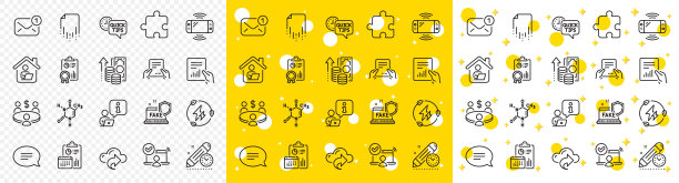 接收文件，文档和膨胀线图标。用于web应用程序。矢量图片下载