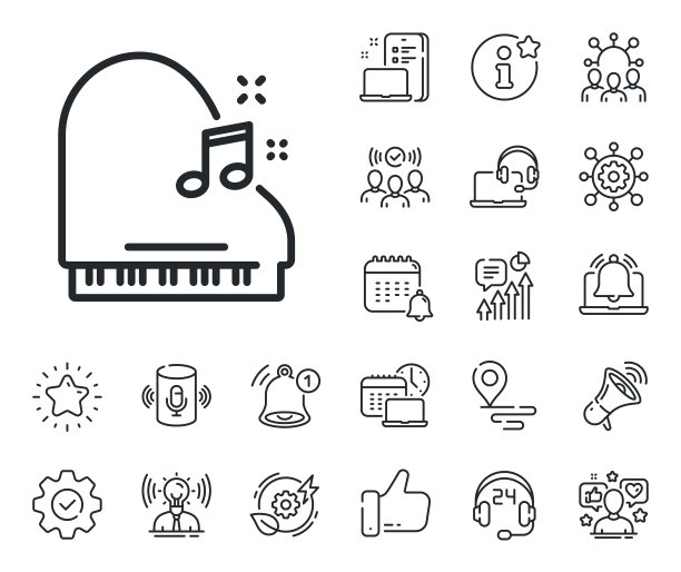 钢琴线图标。乐器标志。放置位置，技术和智能扬声器。向量图片下载