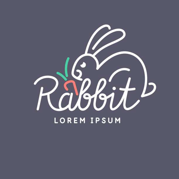 简约时尚的兔子标志。现代的图形。矢量插图与文字在一个时尚的简单的风格。图片下载