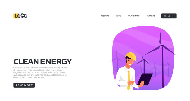 清洁能源概念矢量插图登陆页面模板，网站横幅，广告和营销材料，在线广告，业务演示等。图片下载