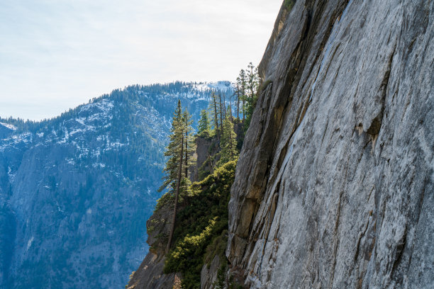 约塞米蒂国家公园上约塞米蒂步道的山景图片下载