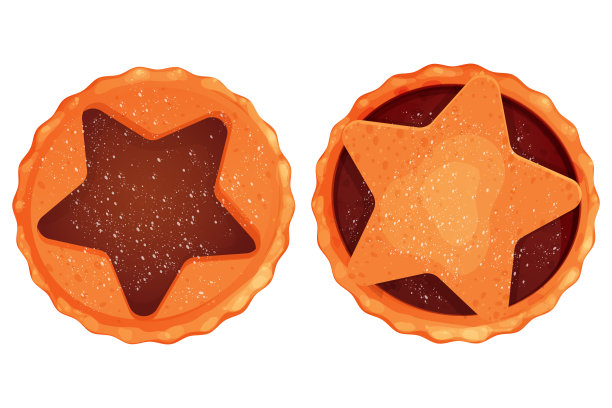 圣诞英语碎肉派与星顶视图在卡通风格孤立的白色背景。节日食品，传统糕点。矢量图图片下载