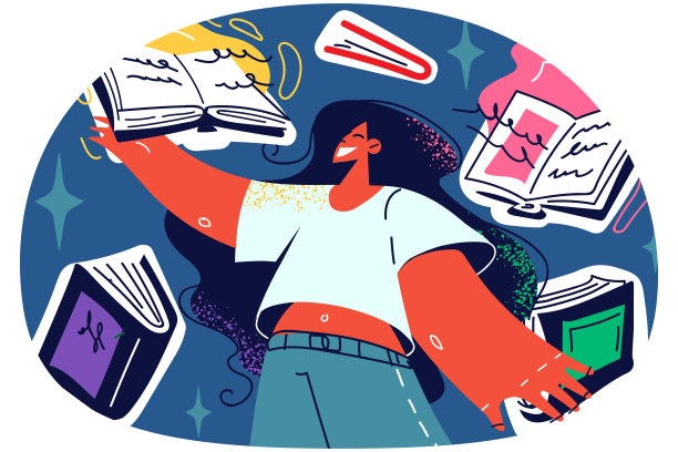 被书包围的快乐女孩图片下载