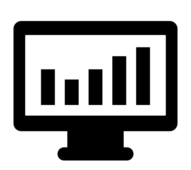 用图形监控屏幕。矢量黑色图标隔离在白色背景。平面向量。图片下载