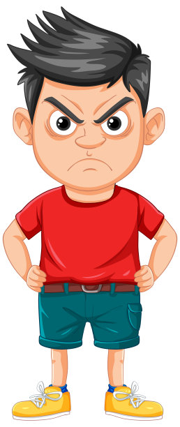 愤怒的男孩卡通人物图片下载