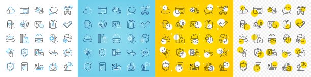 矢量图标集增强现实，衬衫和领导线图标。用于web应用程序。矢量图片下载