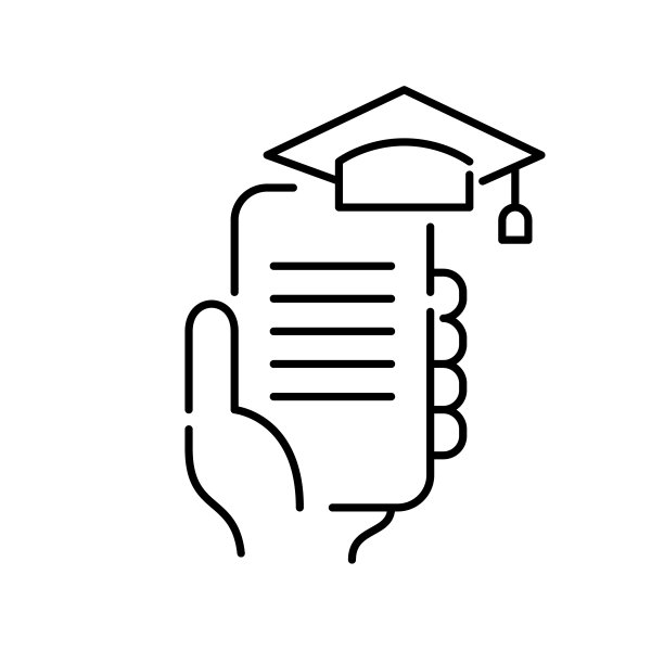 智能手机上戴着毕业帽。方便的在线教育访问。像素完美，可编辑的笔触图片下载