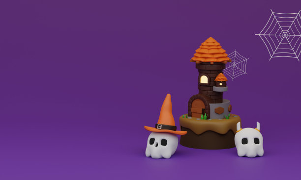 万圣节的节日。Happy Halloween概念的背景。三维渲染图片下载