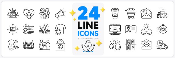 图标集外卖咖啡，脏t恤和盒子托盘线图标。用于web应用程序。矢量图片下载