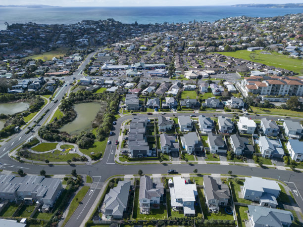 鸟瞰新西兰奥克兰的一个小镇图片下载
