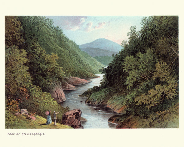 苏格兰的风景，克利克兰基山口，19世纪图片下载