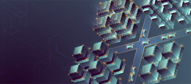 智能城市。等距大数据概念，数据库。抽象的技术背景。图片下载