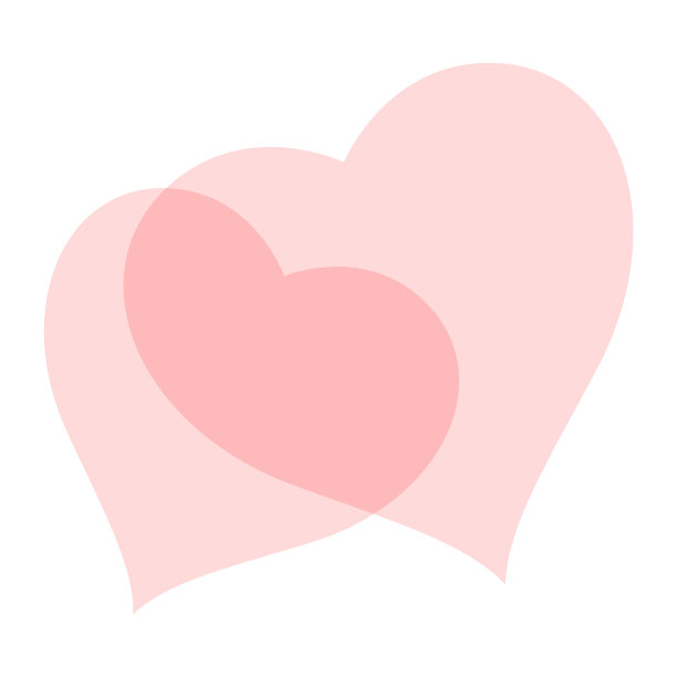 两颗相爱的粉红色的心平隔在白色上图片下载