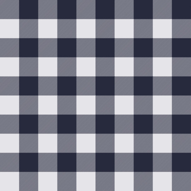 无缝格纹和格子图案在深蓝色和白色的纺织品设计。图片下载