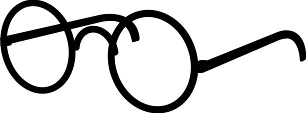 眼镜轮廓与圆形镜片隔离黑色图片下载