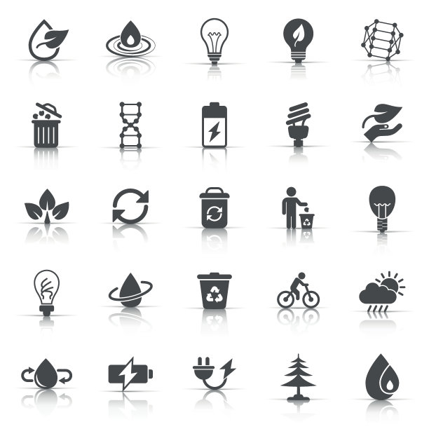 生态环境图标设置在平面风格。生态矢量插图在白色孤立的背景。生物标志经营理念。图片下载