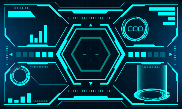 HUD科幻界面屏幕视图蓝色设计虚拟现实未来技术显示矢量图片下载